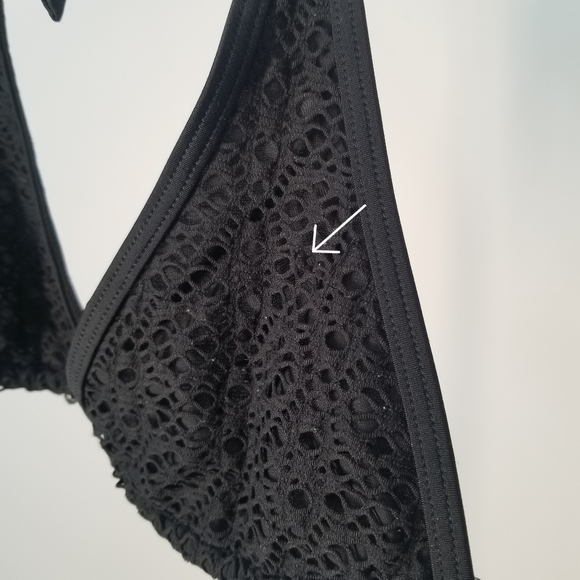 Floral VS Bikini Top Black Swimwear Victoria's Secret Summer V-Neck Monochrome - Picture 7 of 10